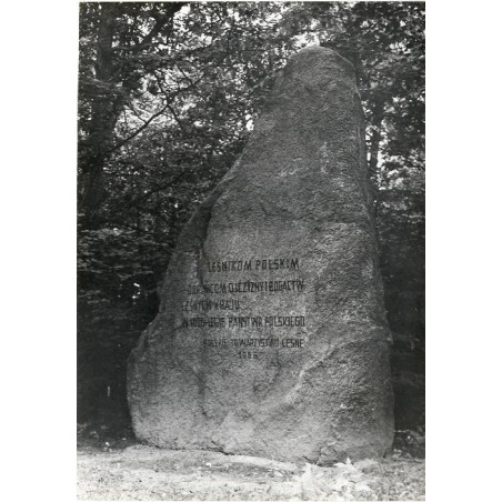 "Wielkopolski Park Narodowy - głaz narzutowy poświęcony pamięci leśników fot. W. Stasiak 71-295 06927-7 barwne"
