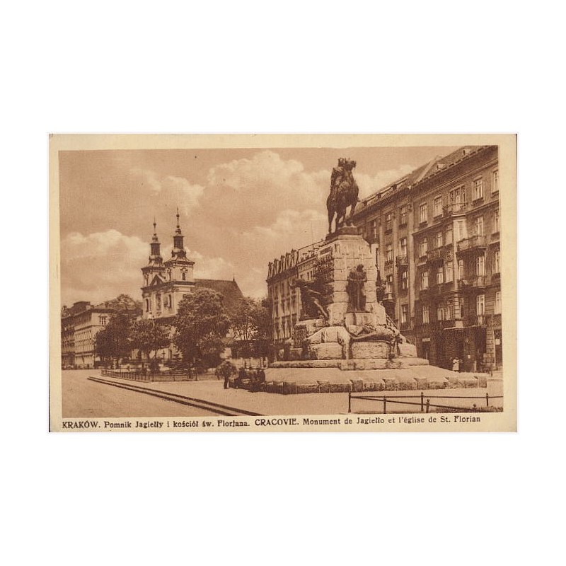 Kraków. Pomnik Jagiełły i kościół św. Florjana. Cracovie. Monument de Jagiełło et l'église de St. Florian