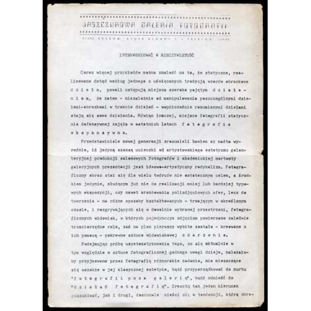 Jerzy Olek: Interweniować w Rzeczywistość. Jaszczurowa Galeria Fotografii