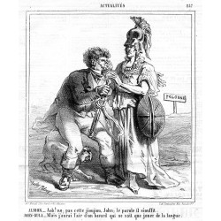 "ALBION_Aoh! no pas cette jioujiou, John le parole il siouffit. JOHN-BULL_Mais j'aurai l'air d'un bavard qui ne sait que jouer