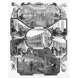 Zakłady Wydawnictwa Kłosów. Pracownia składaczy. Biuro zarządu. Zakłady Kłosów. Drzeworytnia. Kotłownia. Ekspedycja. Sala maszyn