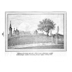 "Żółkiew od strony wjazdu z Warszawy, właściwie widok królewskiego zamku i kościoła farnego, zdjęty z natury 1847."