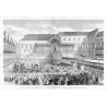 Fètes du Couronnement a Kœnigsberg. Guillaume Ier, la Cerémonie du Couronnement terminée, salue le peuple du sceptre et assiste,