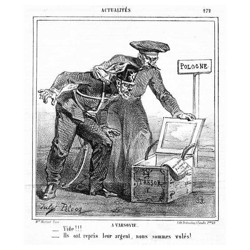 "A VARSOVIE. _Vide!!! _Ils ont repris leur argent, nous sommes volés!" / W Warszawie. Pusto!!! Zabrali pieniądze, okradają nas!