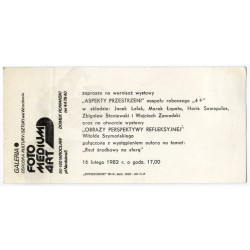GALERIA "FOTO MEDIUM ART" zaprasza na wernisaż wystawy "ASPEKTY PRZESTRZENI" zespołu roboczego "4 +" w składzie: Jacek Lalak, Ma