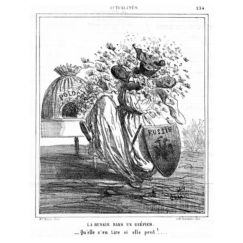 La Russie dans un Guépier. - Qu'elle s'en tire si elle pent!... / "LA RUSSIE DANS UN GUÉPIER. - Qu'elle s'en tire si elle pent!.