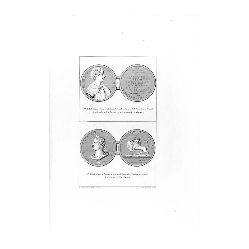 [1] "1.re Médaille frappée à l'occasion du départ de Versailles et de la nouvelle èlect.on du roi Stanislas Leszczynski le 12 Se