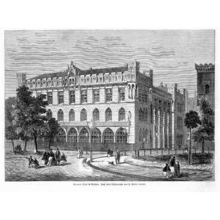Wrocław. Nowa Giełda / "Die neue Börse in Breslau. Nach einer Lithographie von F. Müller daselbst."