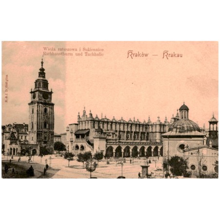 Kraków - Krakau. Wieża ratuszowa i Sukiennice. Rathhausthurm und Tuchhalle