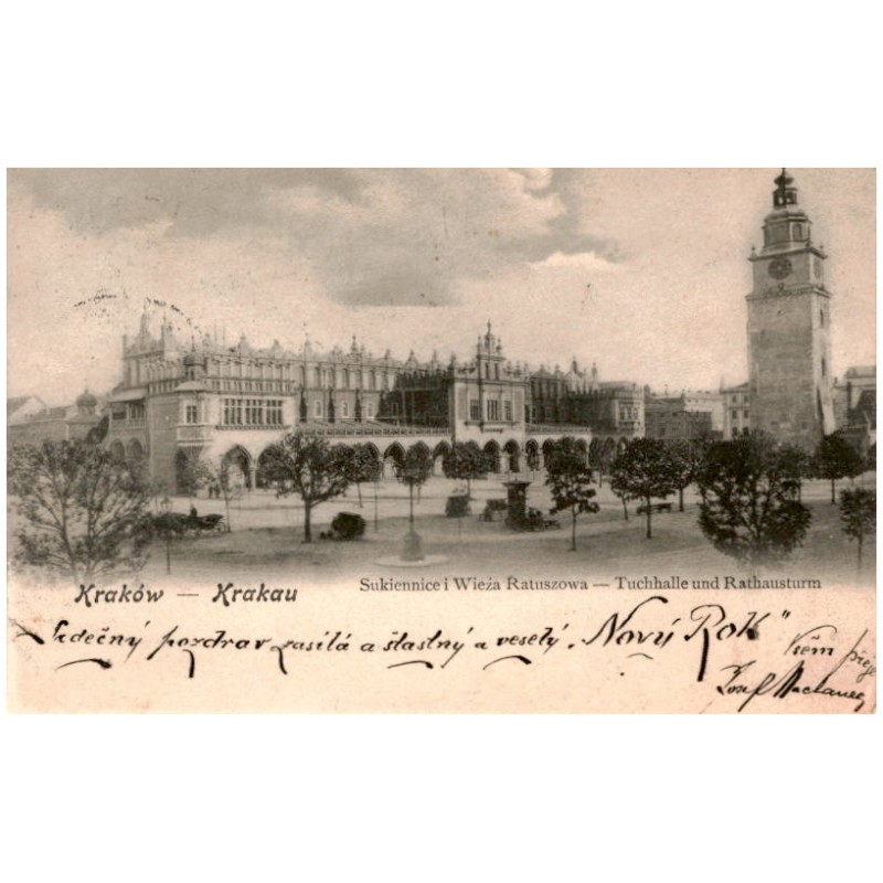 Kraków - Krakau. Sukiennice i Wieża Ratuszowa - Tuchhalle und Rathausturm