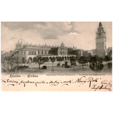 Kraków - Krakau. Sukiennice i Wieża Ratuszowa - Tuchhalle und Rathausturm