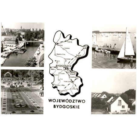 Województwo bydgoskie [...] Na zdjęciach: Bydgoszcz - widok ogólny. Jezioro Charzykowskie. Inowrocław - Park Zdrojowy. Rolniczy