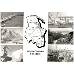 Województwo gdańskie [...] Na zdjęciach: Sopot - molo. Oliwa - falowiec w osiedlu "Przymorze". Gdańsk - Fontanna Neptuna. Gdynia