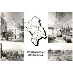 Województwo ostrołęckie [...] Na zdjęciach: Ostrołęka - ratusz. Kadzidło - spółdzielnia wyrobów kurpiowskiej sztuki ludowej. Ost