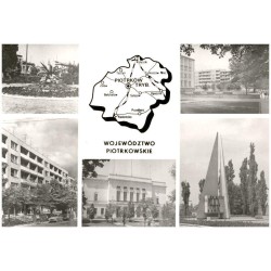 Województwo piotrkowskie [...] Na zdjęciach: Bełchatów - Plac Gabriela Narutowicza. Piotrków Trybunalski - Fragment ulicy Krajow