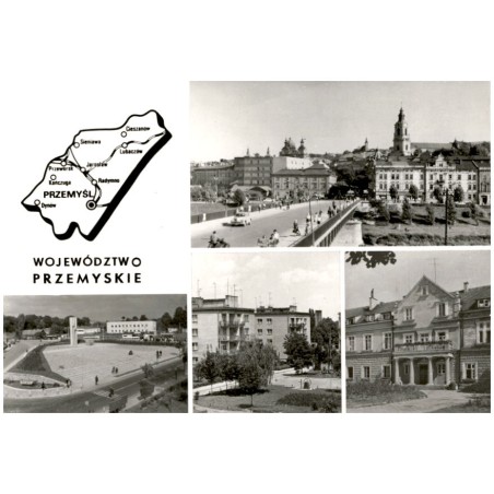 Województwo przemyskie [...] Na zdjęciach: Przeworsk - Plac XXV-lecia PRL. Przemyśl - widok ogólny. Jarosław - Osiedle mieszkani