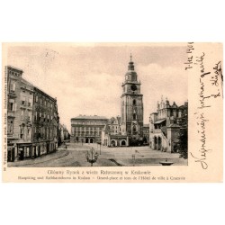 Główny Rynek z wieżą Ratuszową w Krakowie. Hauptring und Rathhausthurm in Krakau - Grand-place et tons de l'Hôtel de ville à Cra