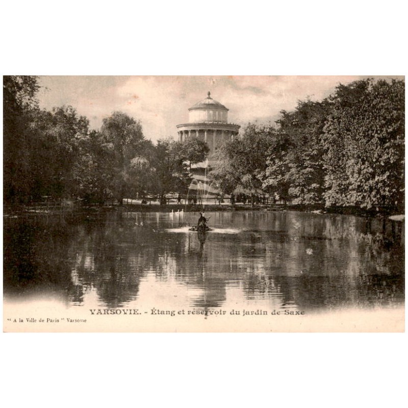 Varsovie. - Étang et réservoir du jardin de Saxe