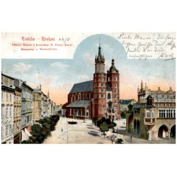 Kraków - Krakau. Główny Rynek z kościołem N. Panny Maryi. Hauptring u. Marienkirche