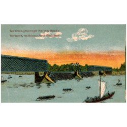 Warschau, gesprengte Kierbedz-Brücke. Warszawa, wysadzony Most Kierbedzia.