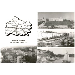 Województwo tarnobrzeskie [...] Na zdjęciach: Tarnobrzeg - widok ogólny. Sandomierz - widok znad Wisły. Stalowa Wola - Ulica Sta