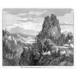 "Widok z Grabczychy w Pieninach na Czerwony klasztor. (Rysował z natury A. Schouppé)."