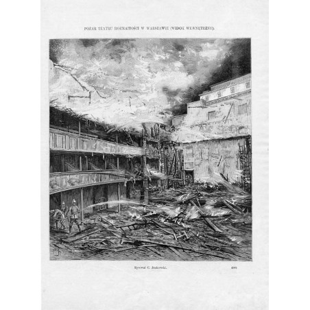 Pożar Teatru Rozmaitości w Warszawie. Widok wewnętrzny. Rysował C. Jankowski (138) / "POŻAR TEATRU ROZMAITOŚCI W WARSZAWIE. (WID