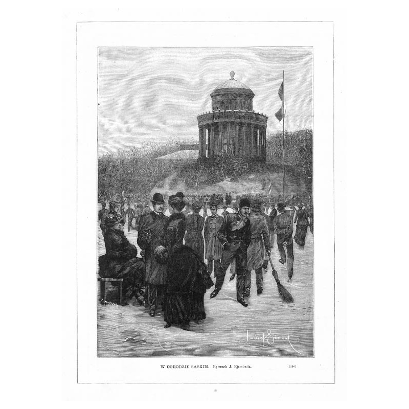 W Ogrodzie Saskim. Rysunek J. Ejsmonda. (510) / "W OGRODZIE SASKIM. Rysunek J. Ejsmonda. (510)"