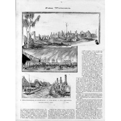 Pożar Wolbromia. 1. Widok pogorzeliska od strony kolei. 2. Pożar Rynku. 3. Ulica Miechowska. Rysował na miejscu L. Ilinicz / "Po