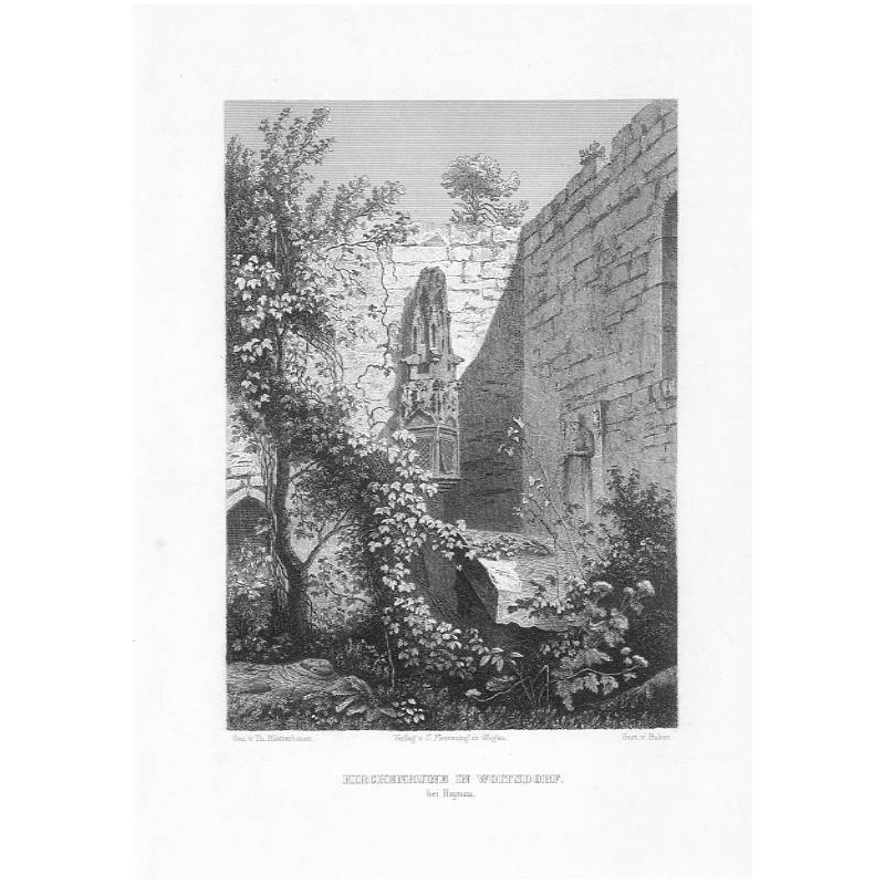 Kirchenruine in Woitsdorf bei Haynau / "KIRCHENRUINE IN WOITSDORF. bei Haynau."