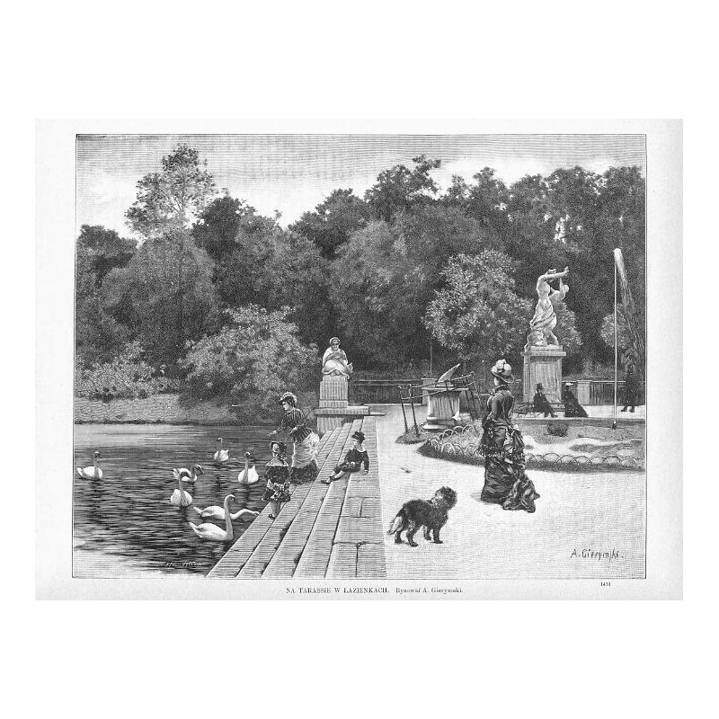 Na tarasie w Łazienkach. Rysował A. Gierymski 1451 / "NA TARASSIE W ŁAZIENKACH. Rysował A. Gierymski. 1451"