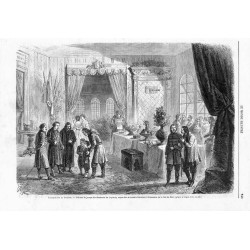 "ÉVÉNEMENTS DE POLOGNE. - Officiers du corps de volontaires de Lopinsky recus chez le comte d'Orschov à l'occasion de la fête du