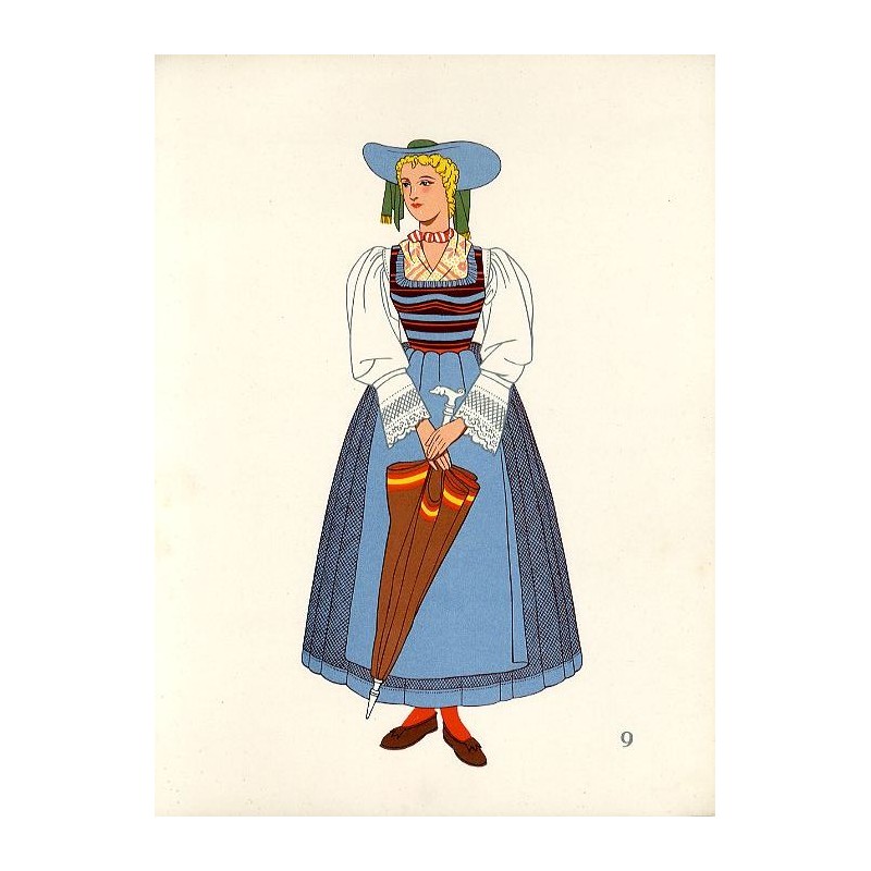 "9) Costume portè á Mölten (Tyrol). AUTRICHE"