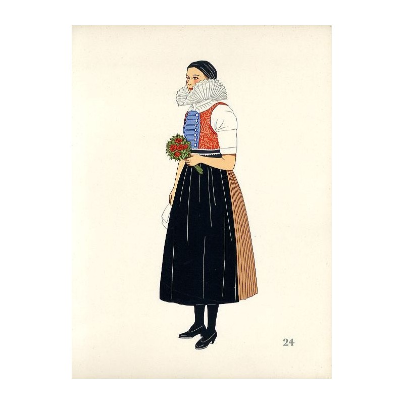 "24) Costume de Jeune Femme de Vyškova. TCHÉCO-SLOVAQUIE"