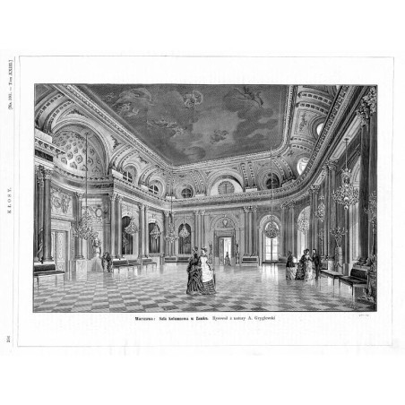 "Warszawa: Sala kolumnowa w Zamku. Rysował z natury A. Gryglewski.[?])"