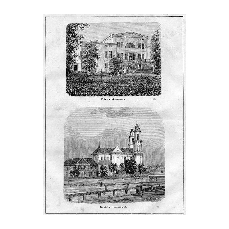 [1] "Pałac w Schlossbergu. 212" [2] "Kościół w Iłłuksztanach. 213"