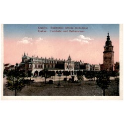 Kraków. Sukiennice (strona zachodnia). Krakau. Tuchhalle und Rathausturm.