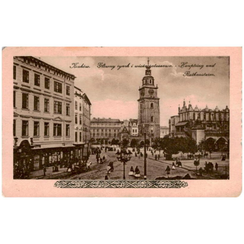 Kraków. Główny rynek i wieża ratuszowa. - Hauptring und Rathausturm.