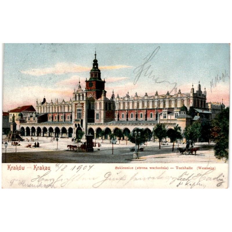 Kraków - Krakau. Sukiennice (strona wschodnia) - Tuchhalle (Westseite)