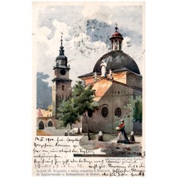 Kościół św. Wojciecha z wieżą ratuszową w Krakowie. St. Adalbertkirche u. Rathausthurm in Krakau.