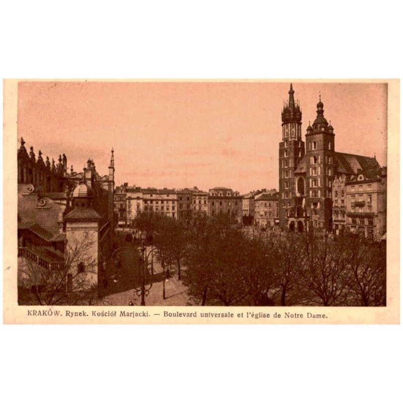 Kraków. Rynek. Kościół Marjacki. - Boulevard universale et l'église de Notre Dame.