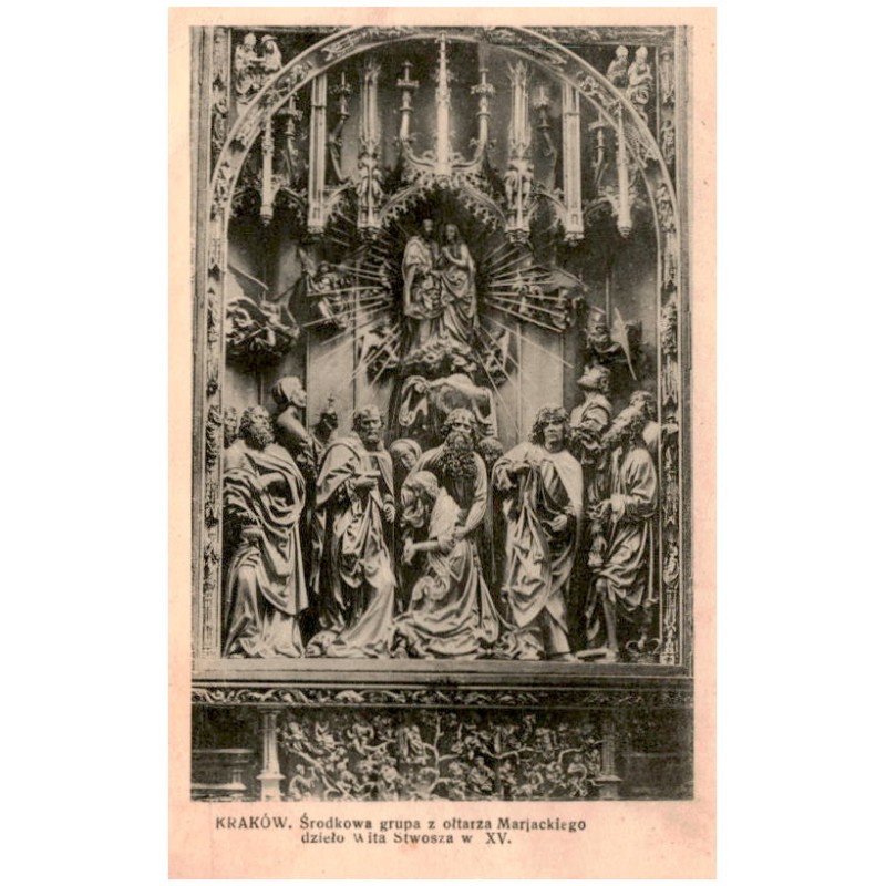 Kraków. Środkowa grupa z ołtarza Marjackiego - dzieło Wita Stwosza w. XV.