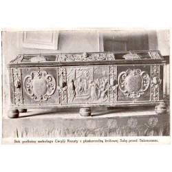 Bok podłużny sarkofagu Cecylji Renaty z płaskorzeźbą królowej Saby przed Salomonem. / Rewers: Wawel - groby królewskie. Obowiązk