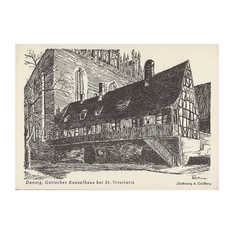 Danzig, Gotisches Kanzelhaus bei St. Trinitatis. Zeichnung A. Goldberg / cegiełka