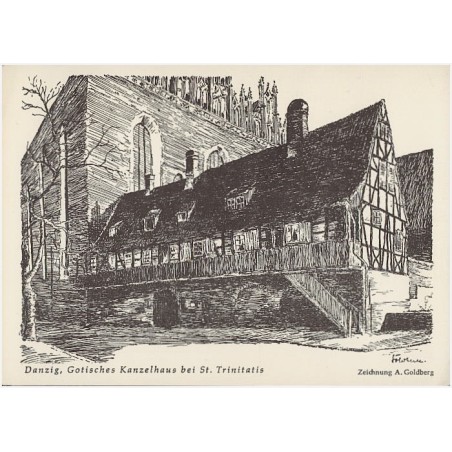 Danzig, Gotisches Kanzelhaus bei St. Trinitatis. Zeichnung A. Goldberg / cegiełka