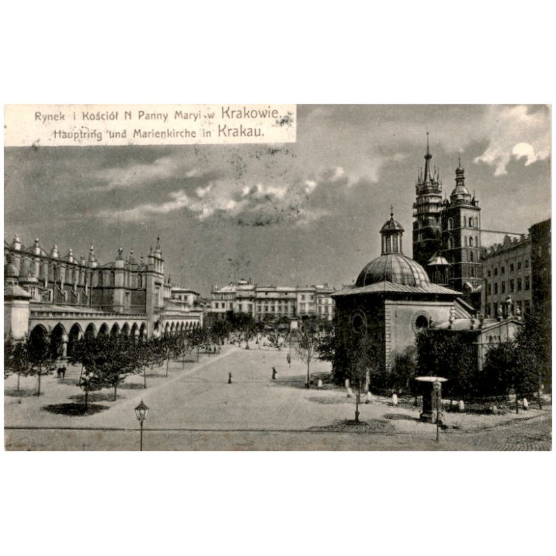 Rynek i Kościół N Panny Maryi w Krakowie. Hauptring und Marienkirche in Krakau.