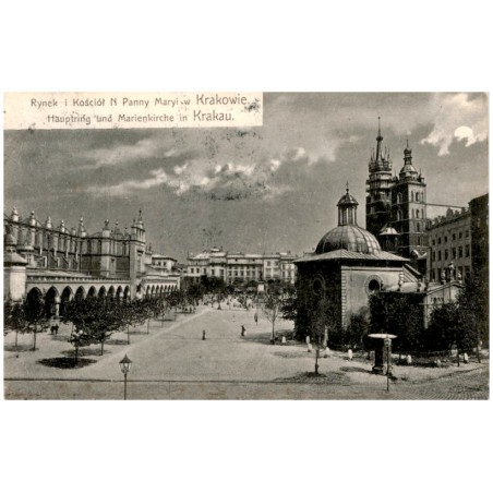 Rynek i Kościół N Panny Maryi w Krakowie. Hauptring und Marienkirche in Krakau.