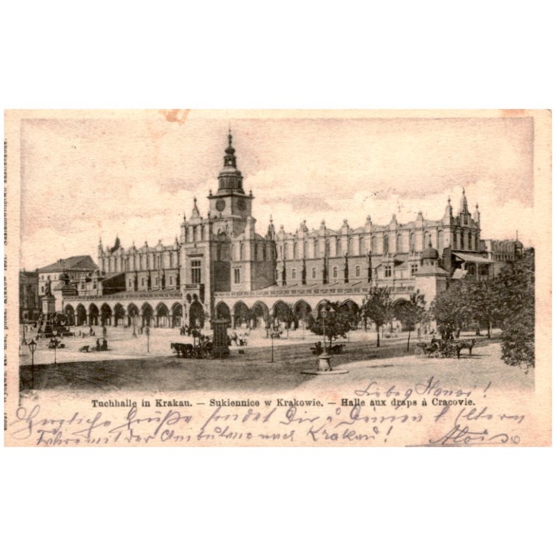 Tuchhalle in Krakau. - Sukiennice w Krakowie. - Halle aux draps á Cracovie.