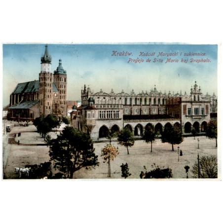 Kraków. Kościół Maryacki i sukiennice. Preĝejo de S-ta Mario kaj Draphalo.