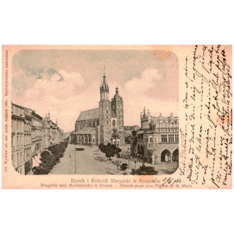 Rynek i Kościół Maryacki w Krakowie. Ringplatz und Marienkirche in Krakau - Grande-place avec l'eglise de St. Marie
